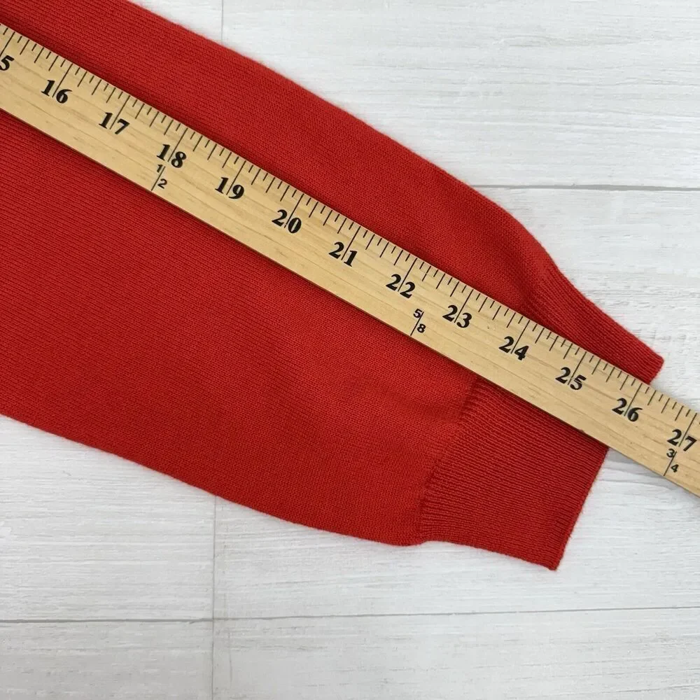 J.Crew Merino Wool Sweater Men XL‎ Red Crew Neck Pullover Knit Holiday Christmas